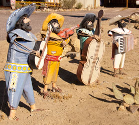 Yard musician sculptures.
