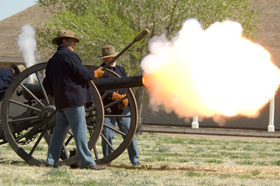 A cannon demonstration at the Fort Davis National Historic Site.