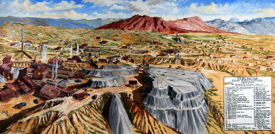 Painting showing the layout of the Chisos Mining Company.