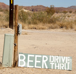 Sign for Beer Drive-through.